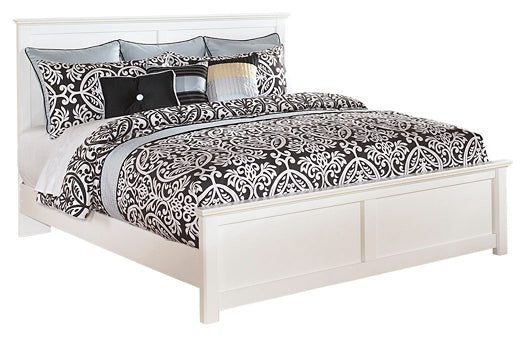 Bostwick Shoals King Panel Bed with Mirrored Dresser JR Furniture Store