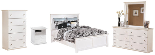 Bostwick Shoals Queen Panel Bed with Mirrored Dresser, Chest and Nightstand JR Furniture Store