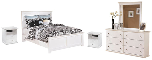 Bostwick Shoals Queen Panel Bed with Mirrored Dresser JR Furniture Store
