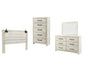 Cambeck King Panel Headboard with Mirrored Dresser and Chest JR Furniture Store