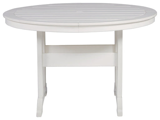 Crescent Luxe Round Dining Table w/UMB OPT JR Furniture Store