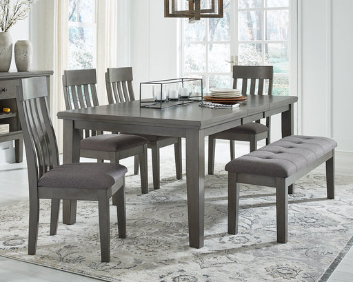 Hallanden Dining Table and 4 Chairs and Bench JR Furniture Store