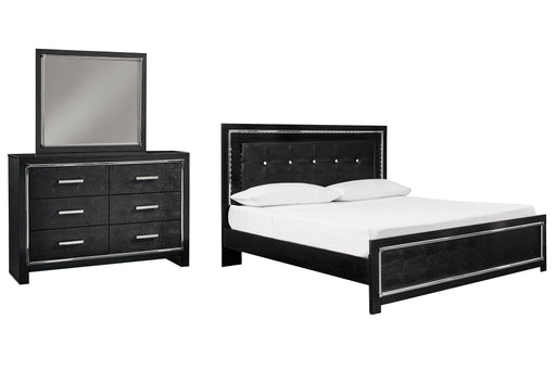 Kaydell King Upholstered Panel Bed with Mirrored Dresser JR Furniture Storefurniture, home furniture, home decor