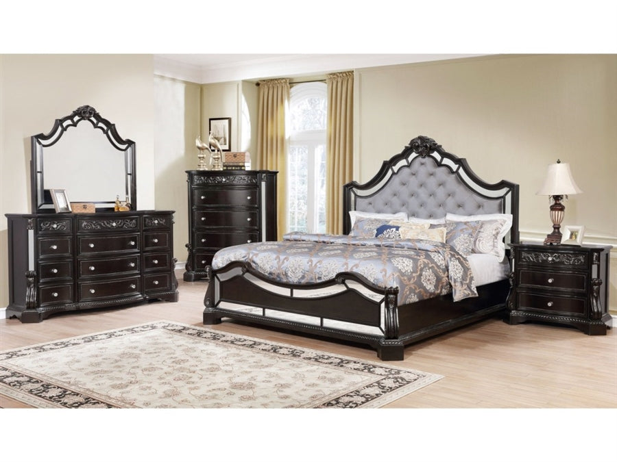 Bankston Dark Brown Upholstered Sleigh Bedroom Set