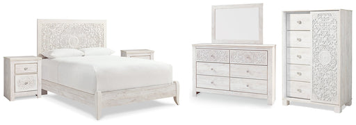 Paxberry Queen Panel Bed with Mirrored Dresser, Chest and 2 Nightstands JR Furniture Storefurniture, home furniture, home decor