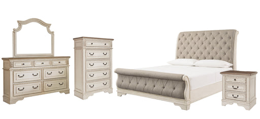 Realyn California King Sleigh Bed with Mirrored Dresser, Chest and Nightstand JR Furniture Storefurniture, home furniture, home decor