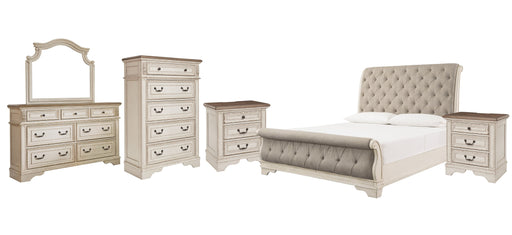 Realyn King Sleigh Bed with Mirrored Dresser, Chest and 2 Nightstands JR Furniture Storefurniture, home furniture, home decor