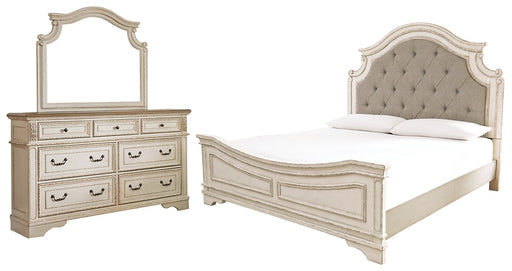 Realyn King Upholstered Panel Bed with Mirrored Dresser JR Furniture Storefurniture, home furniture, home decor