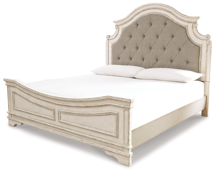 Realyn Queen Upholstered Panel Bed with Mirrored Dresser and Chest JR Furniture Storefurniture, home furniture, home decor