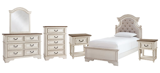 Realyn Twin Panel Bed with Mirrored Dresser, Chest and 2 Nightstands JR Furniture Storefurniture, home furniture, home decor