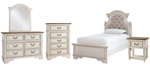 Realyn Twin Panel Bed with Mirrored Dresser, Chest and Nightstand JR Furniture Storefurniture, home furniture, home decor