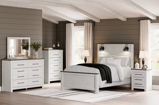 Schoenberg Queen Panel Bed with Mirrored Dresser, Chest and 2 Nightstands JR Furniture Storefurniture, home furniture, home decor