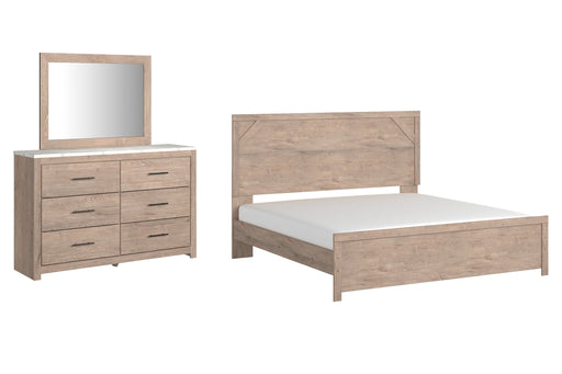 Senniberg King Panel Bed with Mirrored Dresser JR Furniture Storefurniture, home furniture, home decor