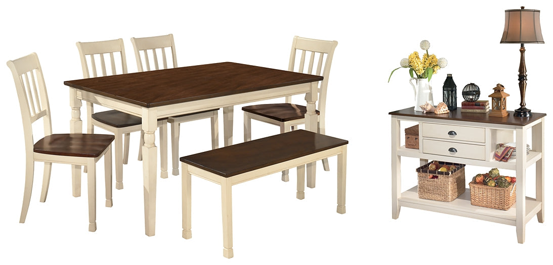 Whitesburg Dining Table and 4 Chairs and Bench with Storage JR Furniture Storefurniture, home furniture, home decor