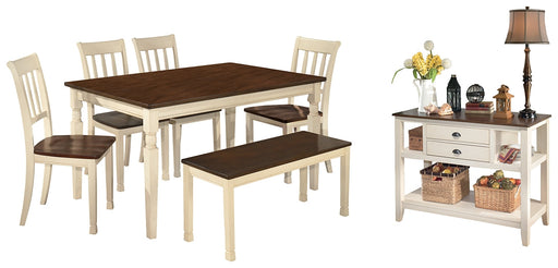 Whitesburg Dining Table and 4 Chairs and Bench with Storage JR Furniture Storefurniture, home furniture, home decor