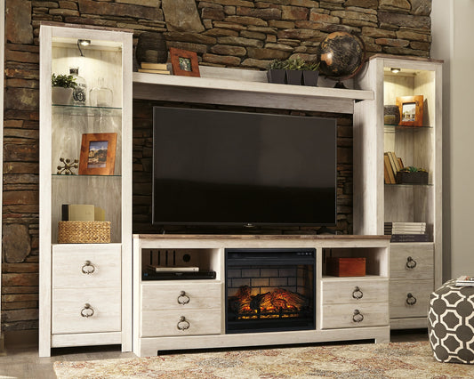 Willowton 4-Piece Entertainment Center with Electric Fireplace JR Furniture Storefurniture, home furniture, home decor