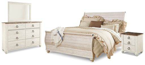 Willowton King Sleigh Bed with Mirrored Dresser and Nightstand JR Furniture Storefurniture, home furniture, home decor