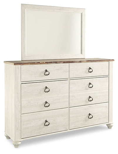 Willowton Queen/Full Panel Headboard with Mirrored Dresser JR Furniture Storefurniture, home furniture, home decor