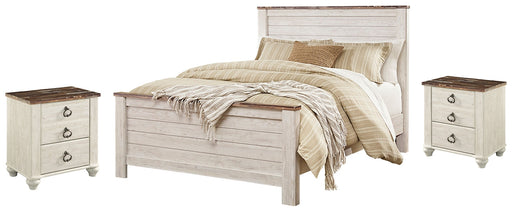 Willowton Queen Panel Bed with 2 Nightstands JR Furniture Storefurniture, home furniture, home decor