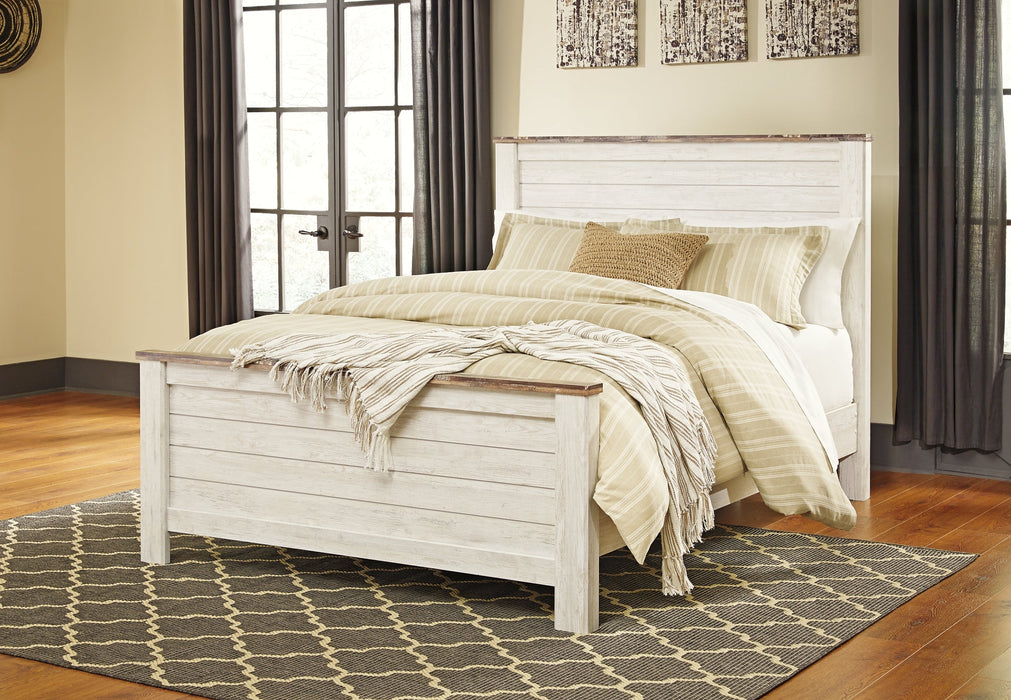Willowton Queen Panel Bed with Mirrored Dresser JR Furniture Storefurniture, home furniture, home decor