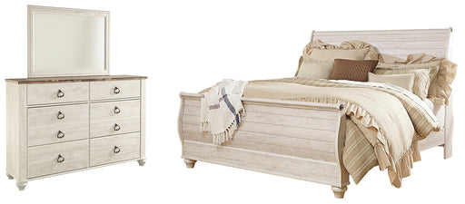 Willowton Queen Sleigh Bed with Mirrored Dresser JR Furniture Storefurniture, home furniture, home decor