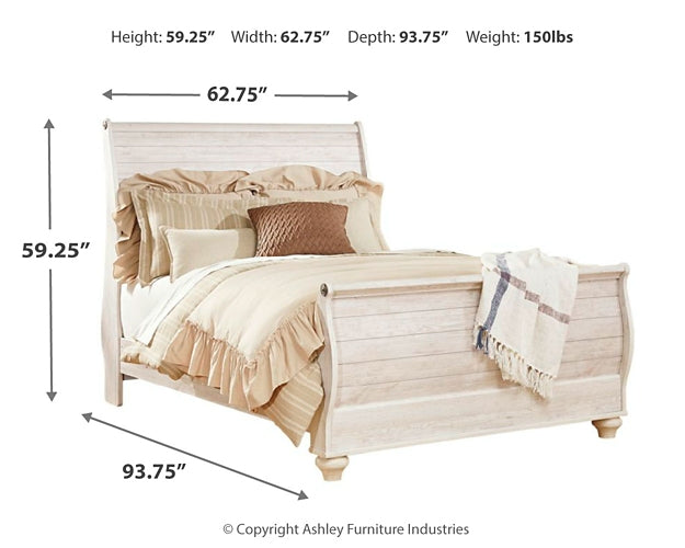 Willowton Queen Sleigh Bed with Mirrored Dresser and Chest JR Furniture Storefurniture, home furniture, home decor
