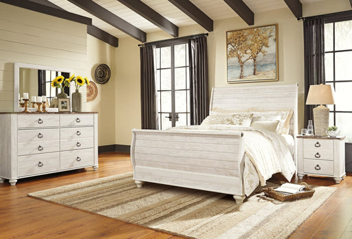 Willowton Queen Sleigh Bed with Mirrored Dresser and Nightstand JR Furniture Storefurniture, home furniture, home decor