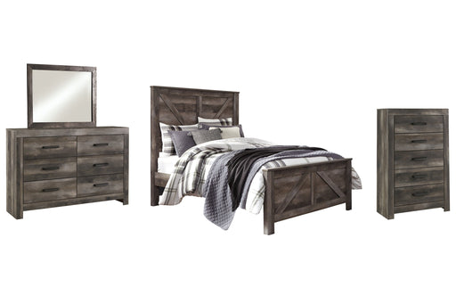 Wynnlow Queen Crossbuck Panel Bed with Mirrored Dresser and Chest JR Furniture Storefurniture, home furniture, home decor