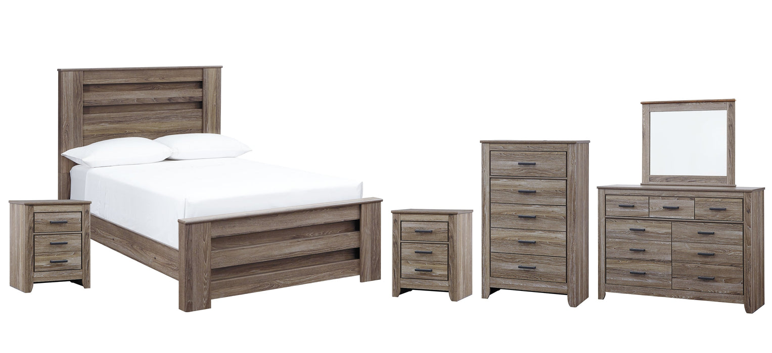 Zelen Full Panel Bed with Mirrored Dresser, Chest and 2 Nightstands JR Furniture Storefurniture, home furniture, home decor