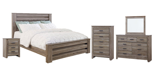 Zelen King Panel Bed with Mirrored Dresser, Chest and 2 Nightstands JR Furniture Storefurniture, home furniture, home decor