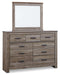Zelen Queen/Full Panel Headboard with Mirrored Dresser, Chest and 2 Nightstands JR Furniture Storefurniture, home furniture, home decor
