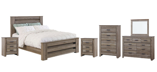 Zelen Queen Panel Bed with Mirrored Dresser, Chest and 2 Nightstands JR Furniture Storefurniture, home furniture, home decor
