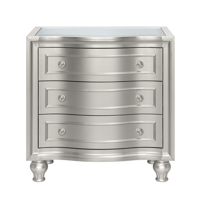 REFLECTIONS NIGHTSTAND W/MIRRORED TOP-SILVER