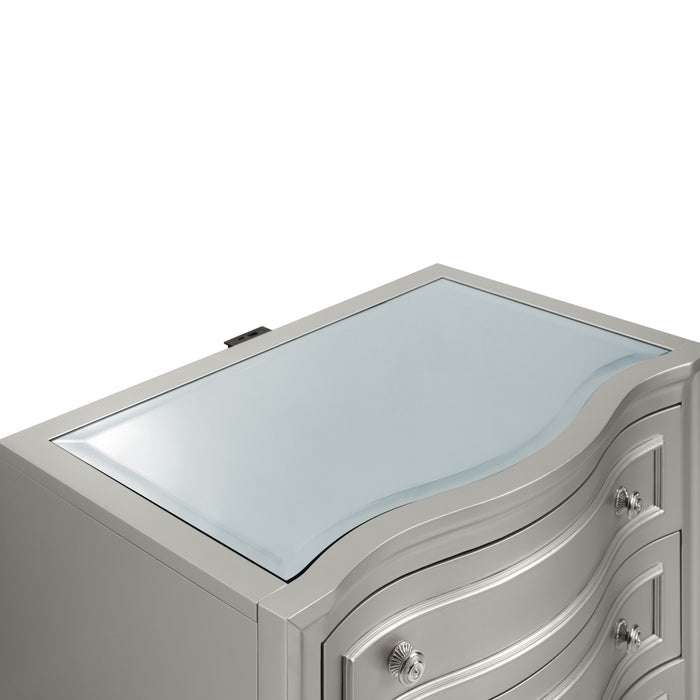 REFLECTIONS NIGHTSTAND W/MIRRORED TOP-SILVER