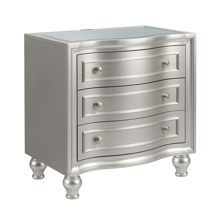 REFLECTIONS NIGHTSTAND W/MIRRORED TOP-SILVER
