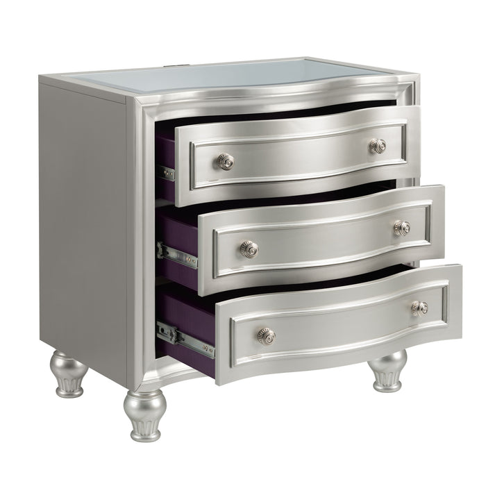 REFLECTIONS NIGHTSTAND W/MIRRORED TOP-SILVER