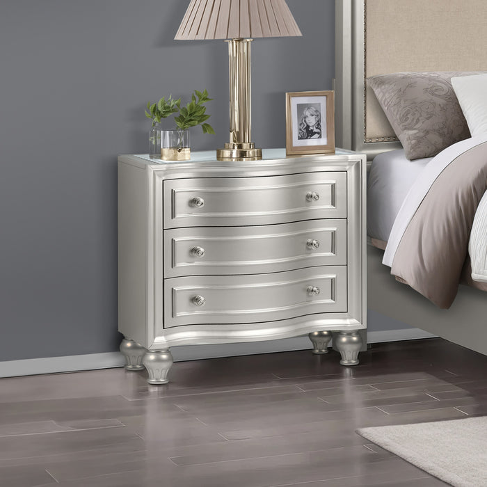 REFLECTIONS NIGHTSTAND W/MIRRORED TOP-SILVER