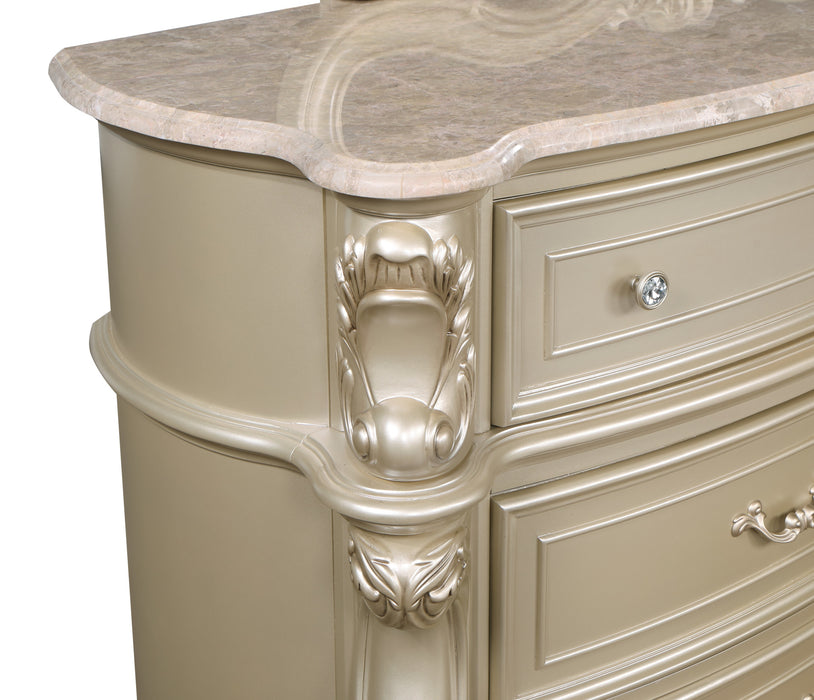 MONIQUE DRESSER W/MARBLE TOP-CHAMPAGNE
