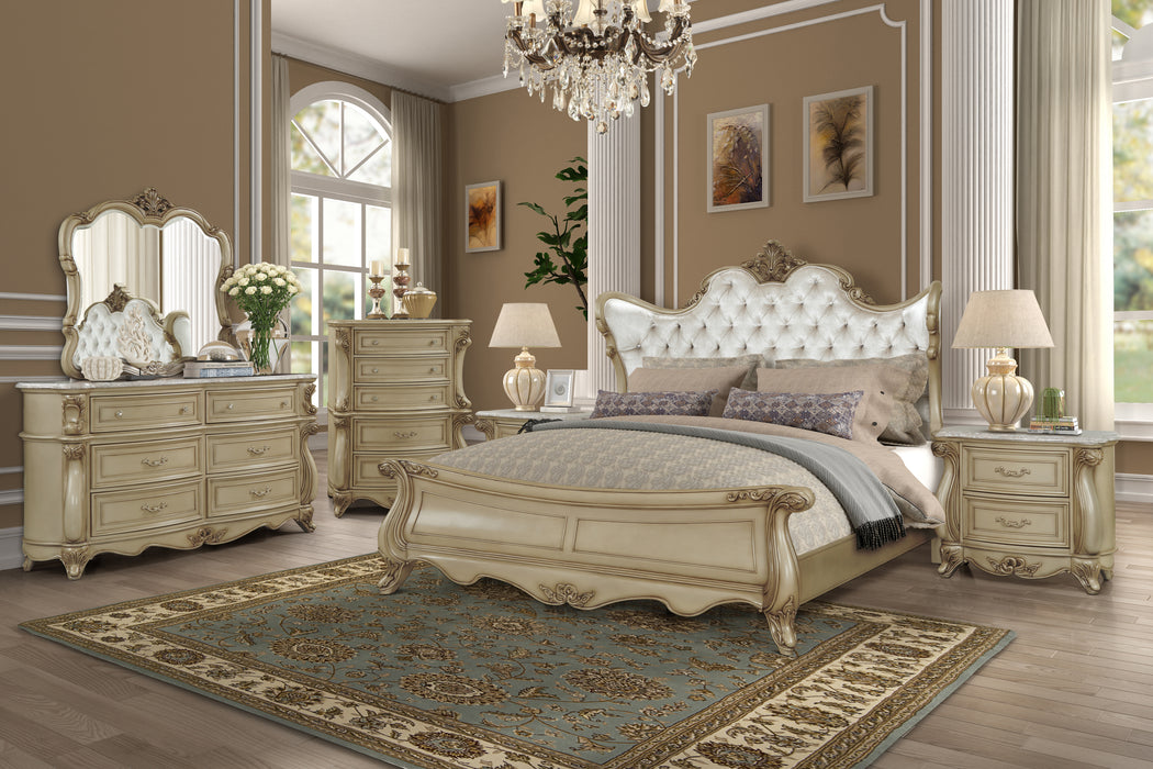 MONIQUE DRESSER W/MARBLE TOP-CHAMPAGNE