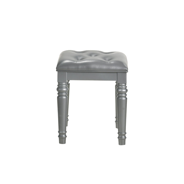 VALENTINO VANITY TABLE STOOL-SILVER