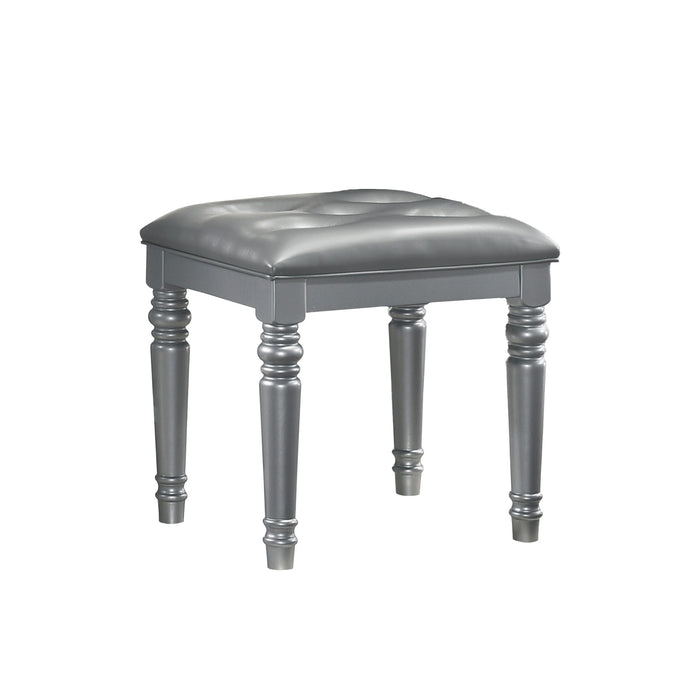 VALENTINO VANITY TABLE STOOL-SILVER