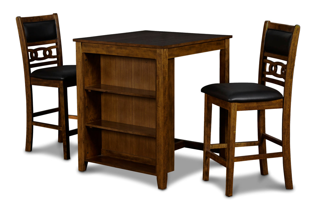GIA 3 PC 30" STORAGE COUNTER TABLE & 2 CHAIRS-BROWN