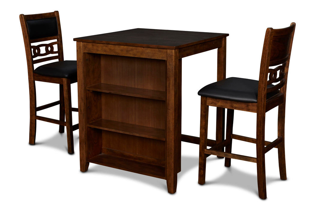 GIA 3 PC 30" STORAGE COUNTER TABLE & 2 CHAIRS-BROWN