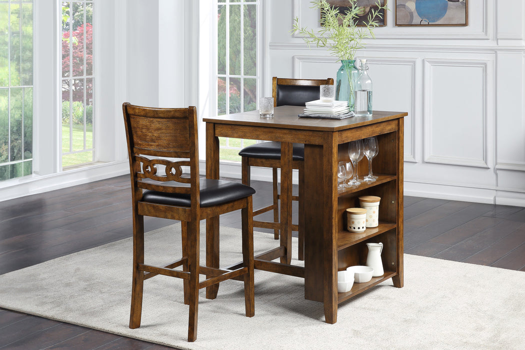 GIA 3 PC 30" STORAGE COUNTER TABLE & 2 CHAIRS-BROWN