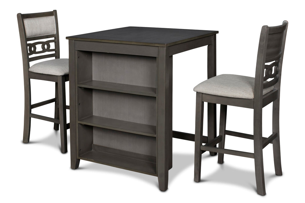 GIA 3 PC 30" STORAGE COUNTER TABLE & 2 CHAIRS-GRAY