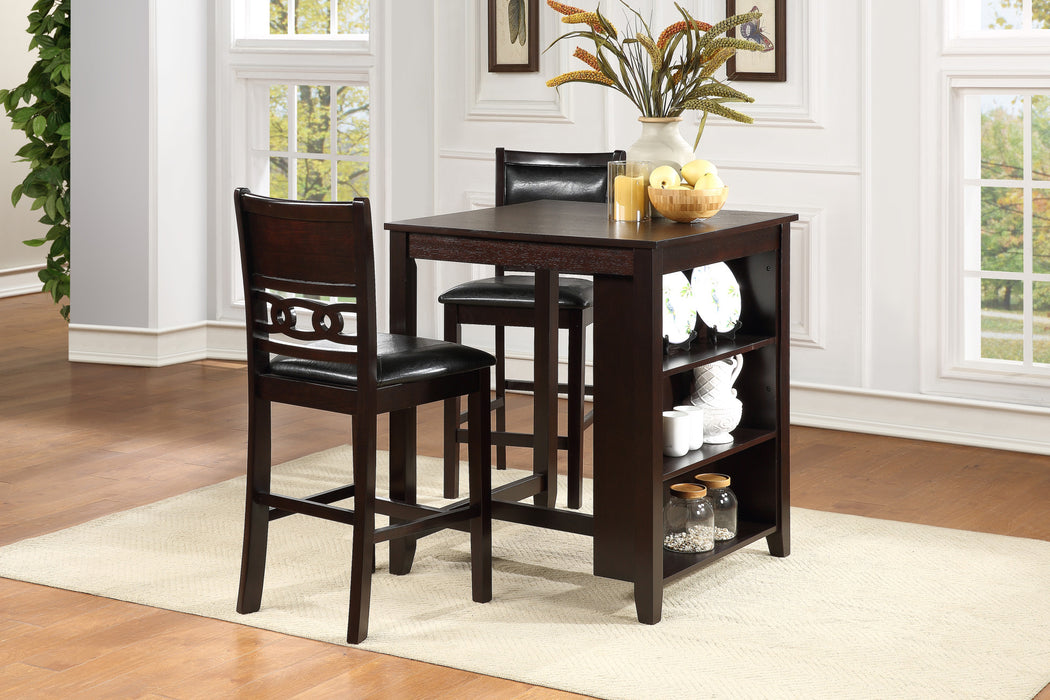 GIA 3 PC 30" STORAGE COUNTER TABLE & 2 CHAIRS-EBONY