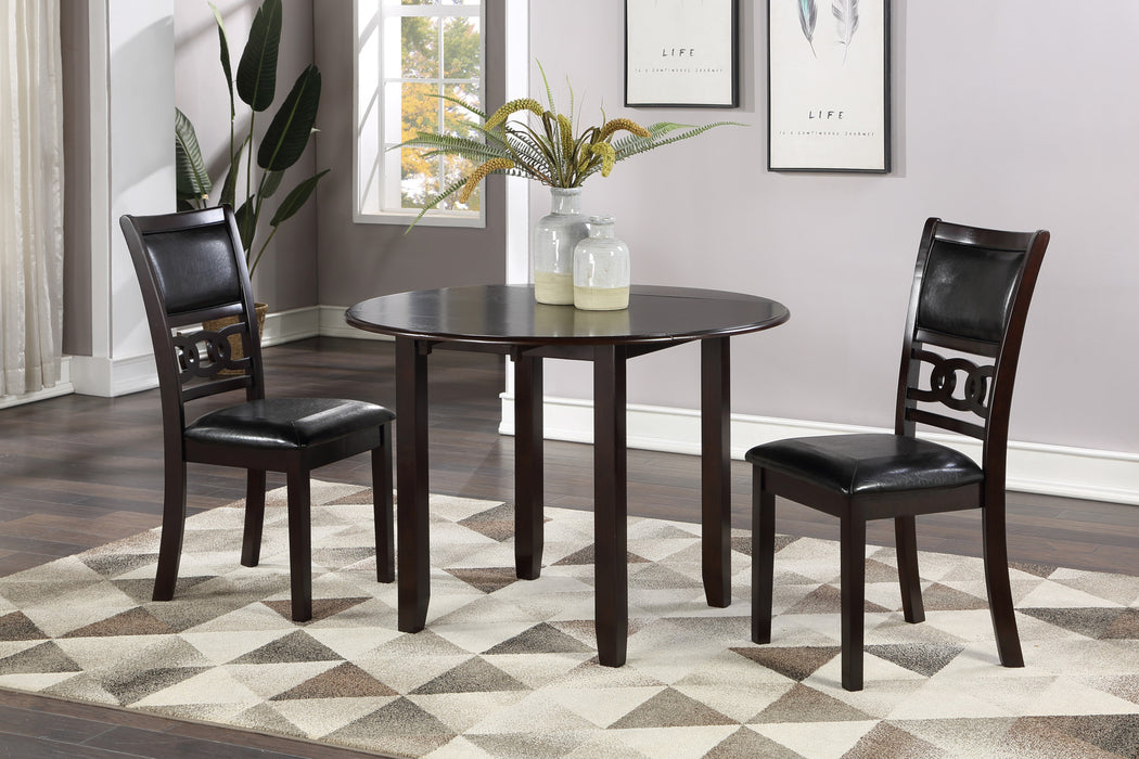 GIA 3 PC 42" DROP LEAF DINING TABLE & 2 CHAIRS-EBONY