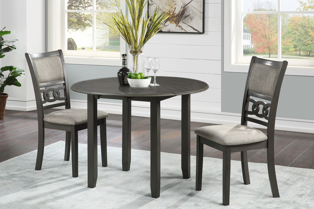 GIA 3 PC 42" DROP LEAF DINING TABLE & 2 CHAIRS-GRAY