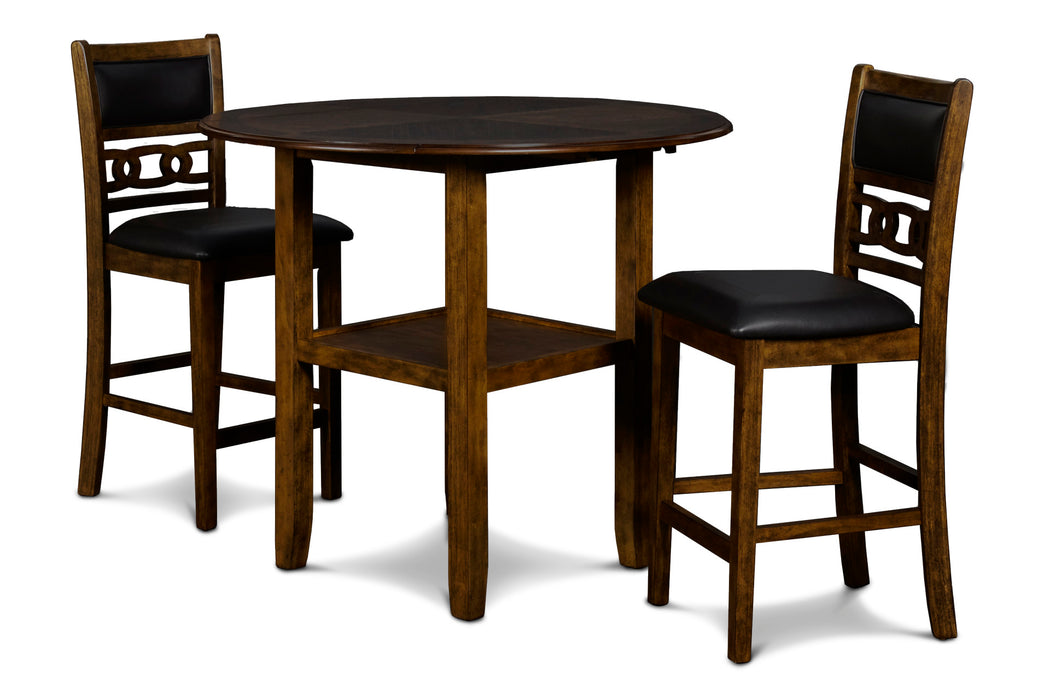 GIA 3 PC 42" COUNTER DROP LEAF TABLE & 2 CHAIRS-BROWN