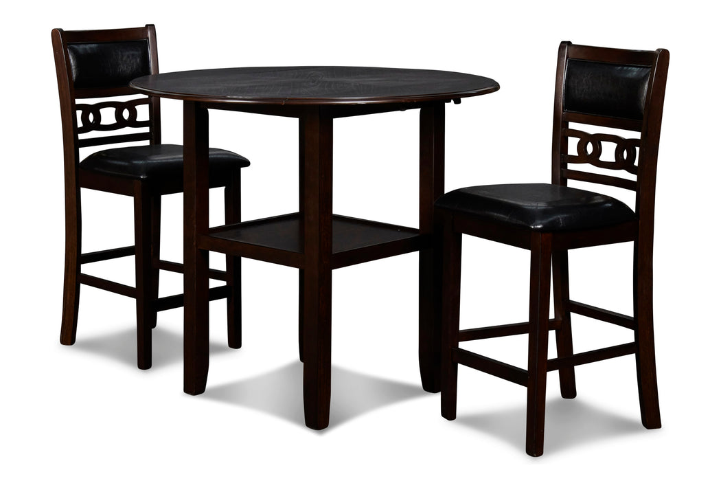 GIA 3 PC 42" COUNTER DROP LEAF TABLE & 2 CHAIRS-EBONY
